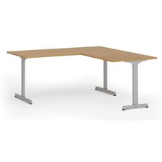 Kancelársky stôl PRIMO BETA L, 1800 x 1800 mm, sivá podnož, buk