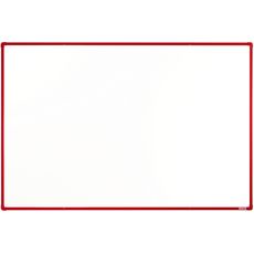 Biela magnetická popisovacia tabuľa s keramickým povrchom boardOK, 1800 x 1200 mm, červený rám