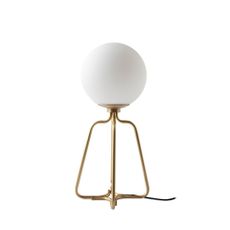 Estila Luxusná moderná stolná lampa Lunaria s bielym skleneným tienidlom v tvare gule a zlatou kovovou podstavou 35 cm