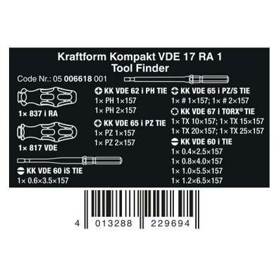 Wera 006618 Rukoväť s račňou Kraftform Kompakt VDE 17 RA 1 a vymeniteľnými čepeľami (sada 17 dielov)