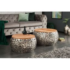 Estila Extravagantný set dvoch konferenčných stolíkov Riverstone strieborná
