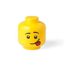 Žltý úložný box v tvare hlavy LEGO® Silly, ⌀ 16,3 cm