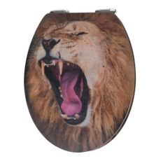 WC sedadlo s 3D obrázkom a jednoduchým zatváraním Wenko Lion, 44,5 x 38 cm