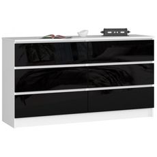 Komoda K120 6SZ CLP-lesklá čierna/biela