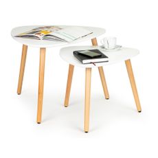 ModernHome Súprava 2 konferenčných stolíkov - škandinávska biela doska