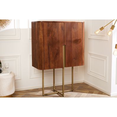 Estila Luxusná art deco barová skrinka Gatsby z mangového dreva so zlatými detailmi hnedá 125 cm