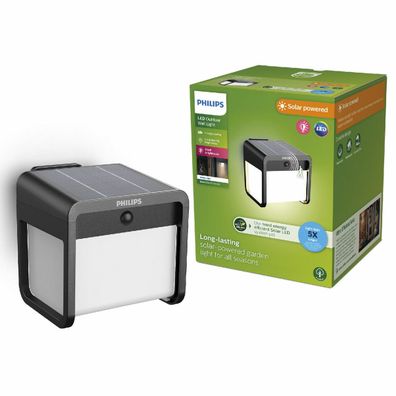 Philips Ezra UltraEfficient solárne LED svietidlo, senzor, čierna, 1,8 W, 250/25 lm, 3000 K