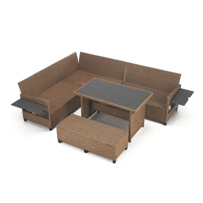 Záhradný ratanový set, svetlohnedá/sivá, TAGULA