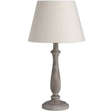Estila Stolná lampa so sivou keramickou nohou s ľanovým tienidlom TEOS 35 cm