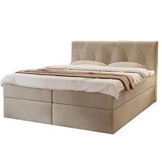 Čalúnená boxspring posteľ DEAN - béžová Rozmer: 180x200