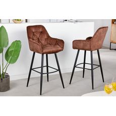 Estila Moderná zamatová barová stolička Mast Chesterfield hnedá 107cm