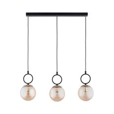 Luster na lanku LISTER 3xE14/10W/230V čierna/dymová béžová
