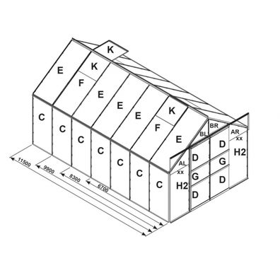 Náhradné zasklenie pre skleník VITAVIA URANUS 8300 PC 6 mm LG2540