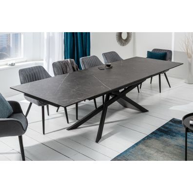 Estila Mramorový rozkladací jedálenský stôl Marmol s kovovými nohami v tmavom odtieni 180-220-260cm