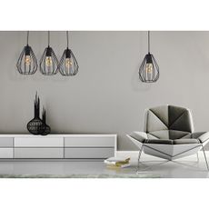 Luster na lanku BRYLANT BLACK 3xE27/60W/230V