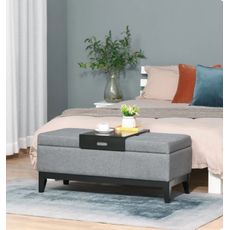 Čalúnená lavica s úložným priestorom 107 cm x 50 cm x 44 cm | tmavosivá