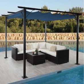 Pergola se stahovací střechou 3x3 m Dekorhome Modrá