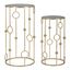 Estila Art deco okrúhly set dvoch kovových zlatých príručných stolíkov Circle s kruhovými detailmi s vrchnou zrkadlovou doskou 100 cm