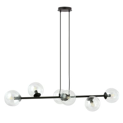 Luster na lanku ROSSI 6xE14/10W/230V čierna/číra
