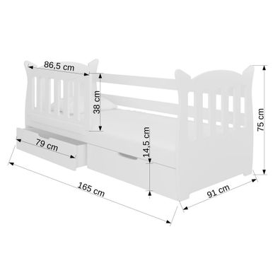 NABBI Leya detská posteľ s matracom a úložným priestorom 80x160 cm biela