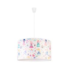 Duolla - Detský luster na lanku PRINT M 1xE27/40W/230V pr. 35 cm princezné