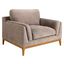 Estila Luxusné moderné kreslo Vita Naturale s retro nádychom s drevenými nožičkami a textilným hnedo sivým poťahom 123 cm