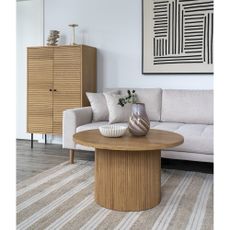 Okrúhly konferenčný stolík v dekore topoľa v prírodnej farbe ø 80 cm Boavista – House Nordic