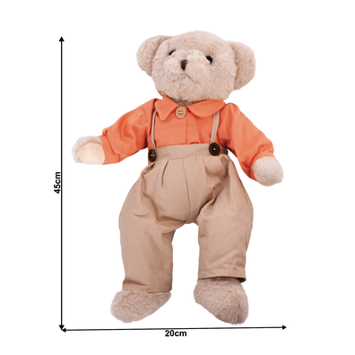Plyšový medvedík, smotanová/oranžová, 45cm, MADEN BOY TYP1