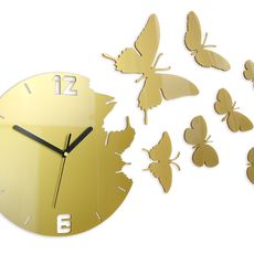 ModernClock 3D nalepovacie hodiny Butterfly zlaté