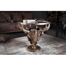 Estila Industriálny konferenčný stolík s motívom býčích hláv bronzový 56cm