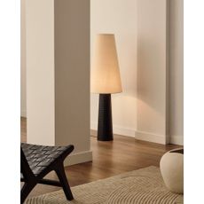 Čierno-krémová stojacia lampa s textilným tienidlom (výška 129 cm) Senni – Kave Home