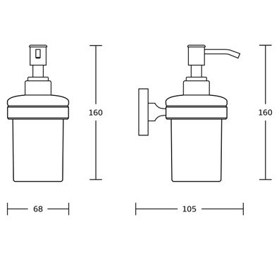 Aqualine - Nástenný dávkovač mydla SAMBA 150 ml mliečne sklo/matná čierna