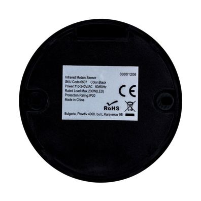 Senzor pohybu infračervený 360° 200W/230V čierna