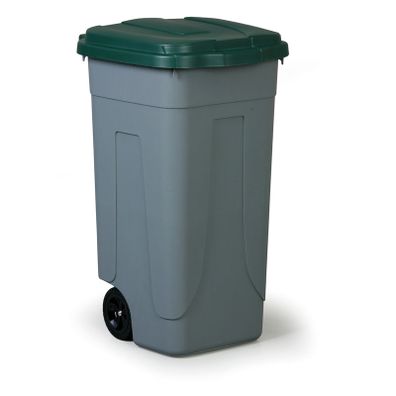 Mobilný plastový odpadkový kôš 100 L, zelené veko