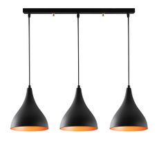 Čierne stropné svietidlo pre 3 žiarovky Opviq lights Berceste Long