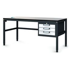 Antistatický dielenský ESD stôl, 3 zásuvkový box na náradie, 1600x800x745-985 mm