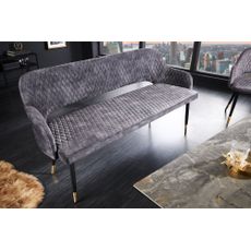 Estila Dizajnová čalúnená art deco lavica Fribourg s asymetrickými nožičkami sivá 162 cm