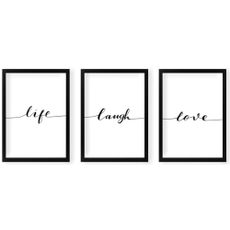 Súprava plagátov 3 ks v ráme 24x29 cm Life Laugh Love – Vavien Artwork