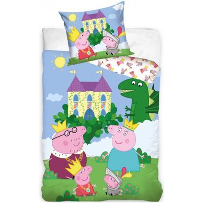 Detské posteľné obliečky Prasiatko Peppa - motív Kráľovská rodinka - 100% bavlna - 70 x 90 cm + 140 x 200 cm