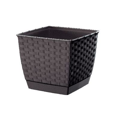 kvetináč RATOLLA SQUARE 25x25x22cm HN tm. (440U) s miskou, 25 cm