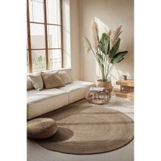 Sivobéžový obojstranný jutový okrúhly koberec ø 140 cm Braided Grey – Hanse Home