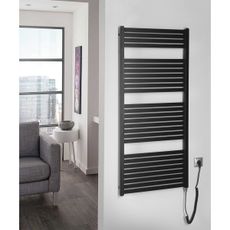 Aqualine - Kúpeľňový elektrický radiátor TONDI-E 600W/230V 133 cm matná čierna
