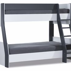 Poschodová posteľ 120x200 so schodíkmi thor - biela/čierna/šedá