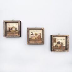 Wallity Súprava nástenných obrazov Countries 15x15 cm 3 ks béžová