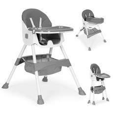 EcoToys Detská jedálenská stolička skladacia, šedá ECOTOYS