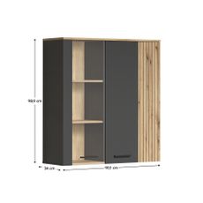 KONDELA Esena 2D1W vitrína na stenu grafit / dub evoke