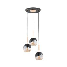 Luster na lanku MILTONA 3xE27/60W/230V čierna/béžová