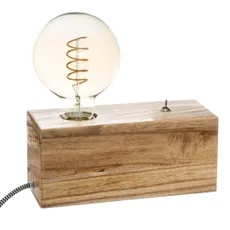 DekorStyle Stolní lampa na dřevěné podstavě TIBU hnědá