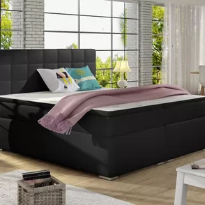 Posteľ Boxspring Alicia 200 x 180, čierna (koženka - ba 05)