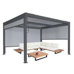 Bioklimatická pergola HWC-L41 3x3 so 3 bočnými stenami Antracit